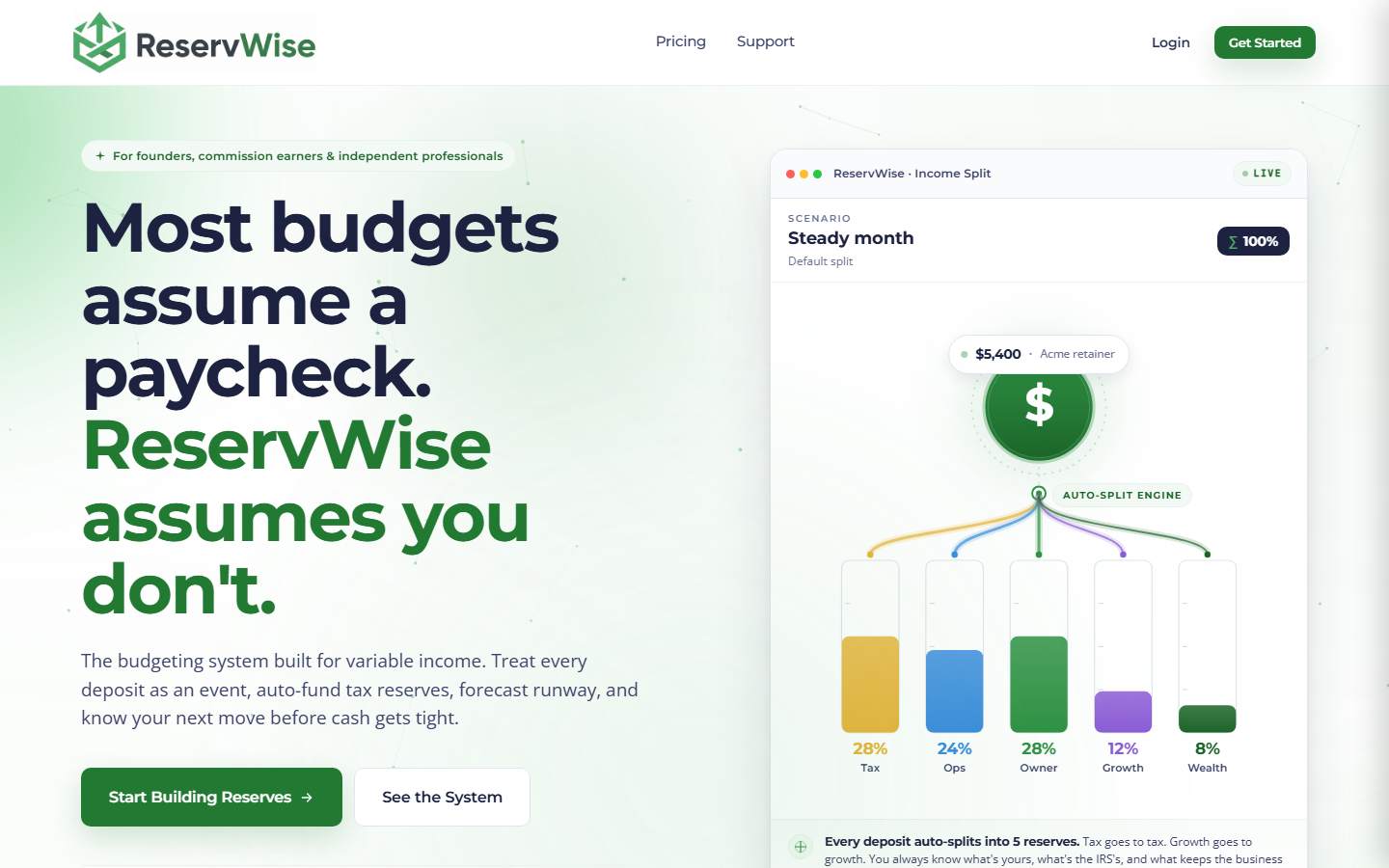 Marketing site desktop